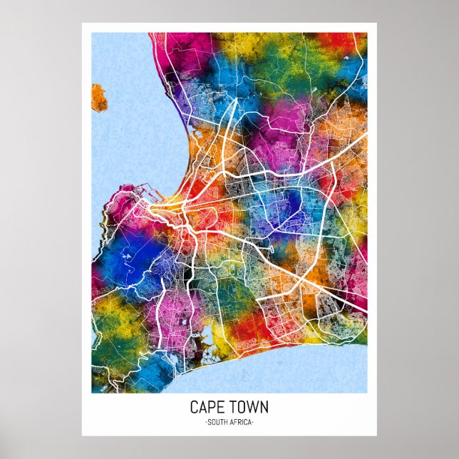 Cape Town South Afrika City Karta Poster (Framsidan)