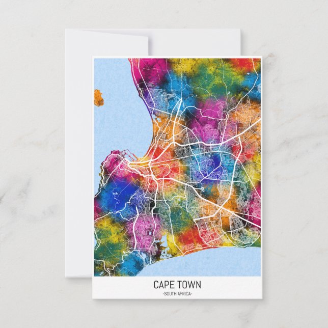 Cape Town South Afrika City Karta Tack Kort (Framsida)