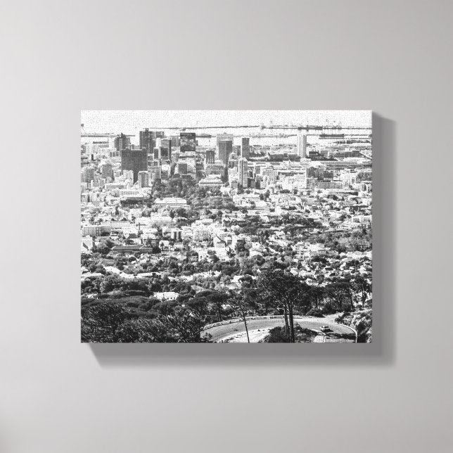 Cape Town South Afrika Cityscape Monochrome Canvastryck (Framsida)