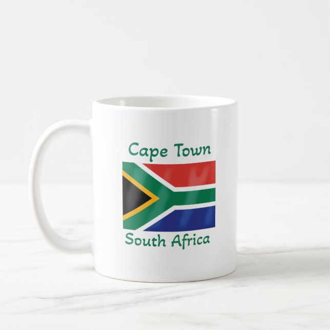 Cape Town South Afrika Flagga Coffee Mugg (Vänster)