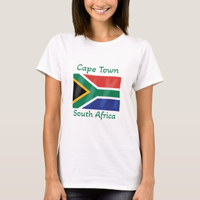Cape Town South Afrika Flagga T Shirt (Framsida)
