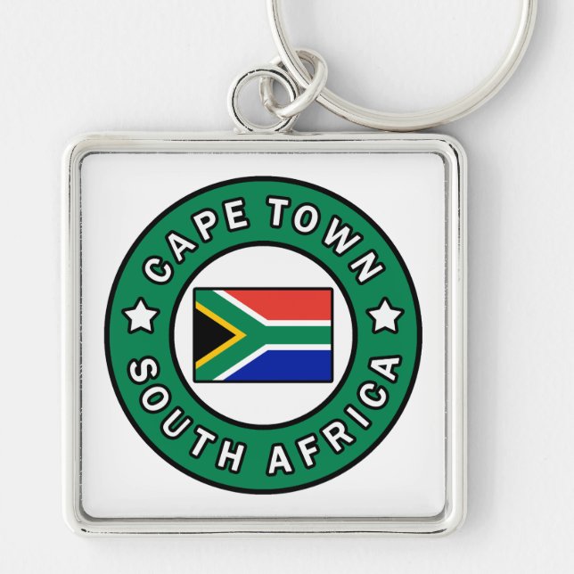 Cape Town South Afrika Fyrkantig Silverfärgad Nyckelring (Framsidan)