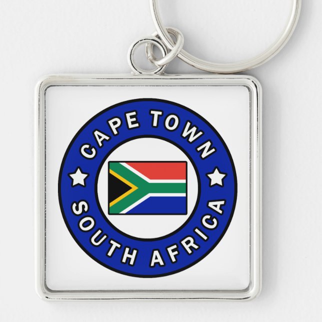Cape Town South Afrika Fyrkantig Silverfärgad Nyckelring (Framsidan)