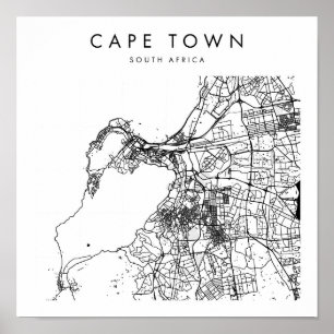 Cape Town South Afrika Minimum Modern Street Karta Poster