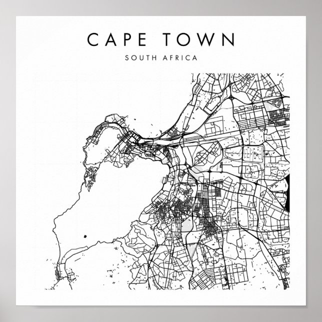 Cape Town South Afrika Minimum Modern Street Karta Poster (Framsidan)
