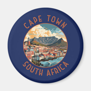 Cape Town South Afrika Retro Distress Circle Magnet