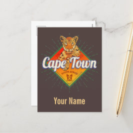 Cape Town South Afrika Retro Leopard Vintage Helg Vykort