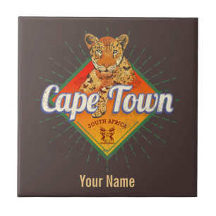 Cape Town South Afrika Retro Leopard Vintage Kakelplatta