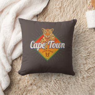 Cape Town South Afrika Retro Leopard Vintage Kudde