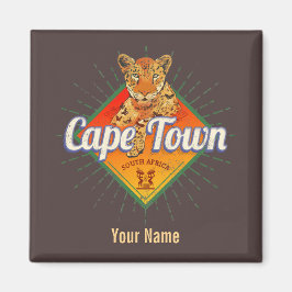 Cape Town South Afrika Retro Leopard Vintage Magnet