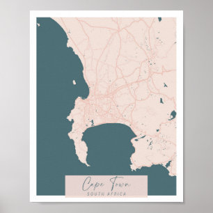 Cape Town South Afrika Rosa och Blue Cute Script Poster