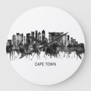 Cape Town South Afrika Skyline BW Stor Klocka