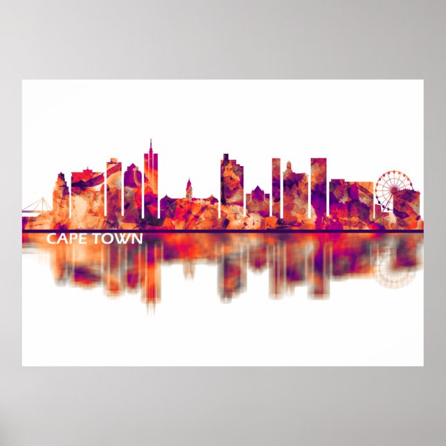 Cape Town South Afrika Skyline Poster (Framsidan)