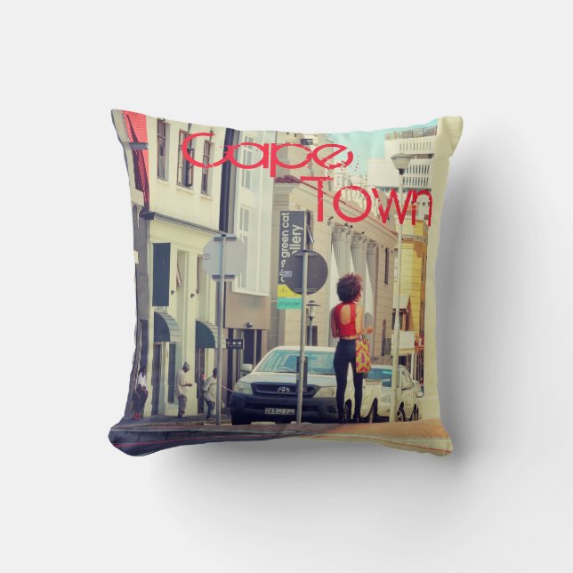 Cape Town South Afrika Street View Cityscape Kudde (Framsida)