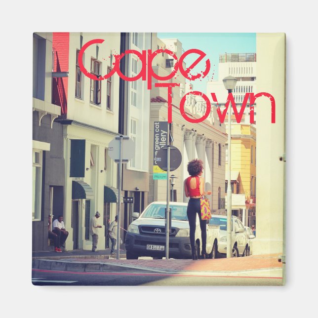 Cape Town South Afrika Street View Cityscape Magnet (Framsidan)