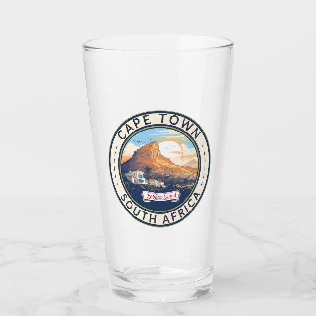 Cape Town South Afrika Travel Art Badge Glaskopp (Framsida)
