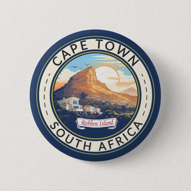 Cape Town South Afrika Travel Art Badge Knapp (Framsida)