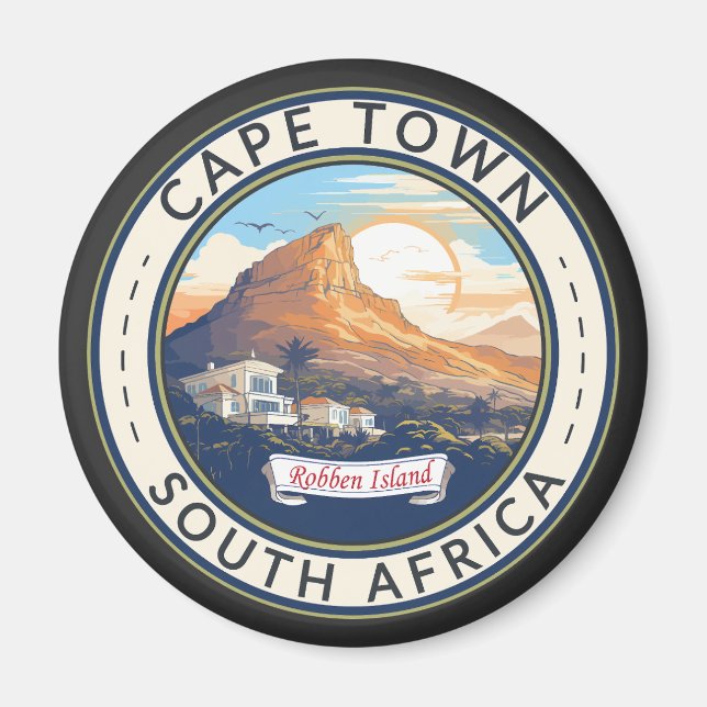Cape Town South Afrika Travel Art Badge Magnet (Framsidan)