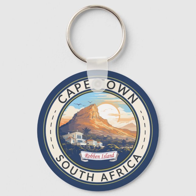 Cape Town South Afrika Travel Art Badge Nyckelring (Framsida)