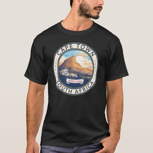 Cape Town South Afrika Travel Art Badge T Shirt (Framsida)