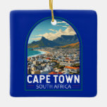 Cape Town South Afrika Travel Art Vintage Julgransprydnad Keramik<br><div class="desc">Kapstadens retro-vektorresedesign. Kapstaden är en hamnstad på sydvästra kusten i södra Afrikan,  på en peninsula under det påtvingade Bord-berget.</div>