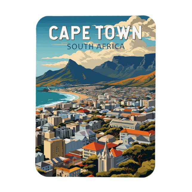 Cape Town South Afrika Travel Art Vintage Magnet (Vertikal)
