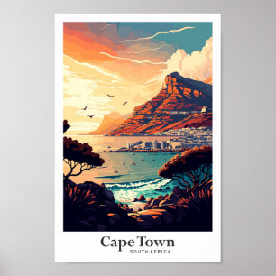 Cape Town South Afrika Travel Art Vintage Poster