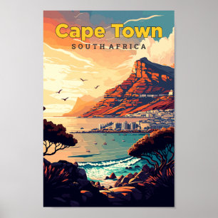 Cape Town South Afrika Travel Art Vintage Poster