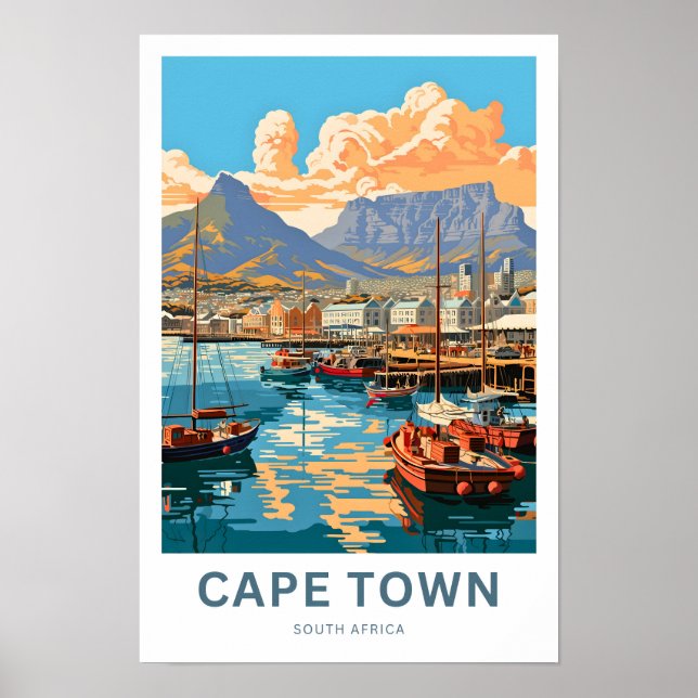 Cape Town South Afrika Travel Print Poster (Framsidan)