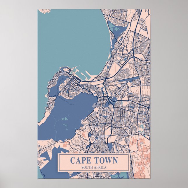 Cape Town Sydafrika Breezy City Karta Resa Poster (Framsidan)