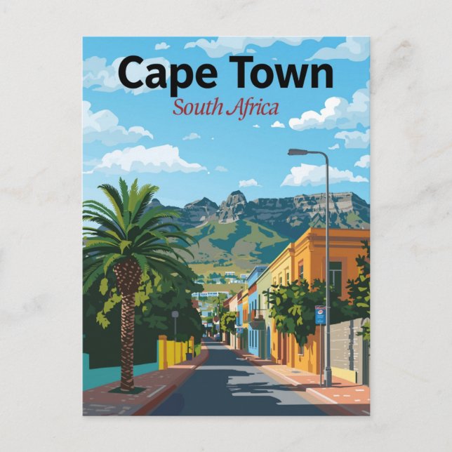Cape Town Sydafrika Färgrik gata Vykort (Framsida)
