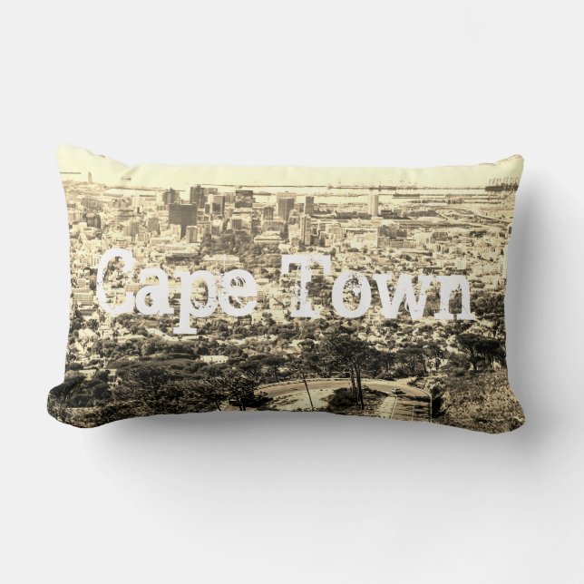 Cape Town Sydafrika Stadsvy Stadssiluett Lumbarkudde (Framsida)
