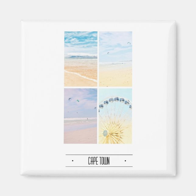 Cape Town Table Mountain Collage Pastell Magnet (Framsidan)