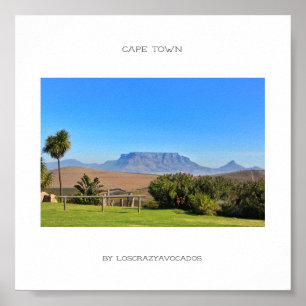 Cape Town Table Mountain Grön Gräs Affisch