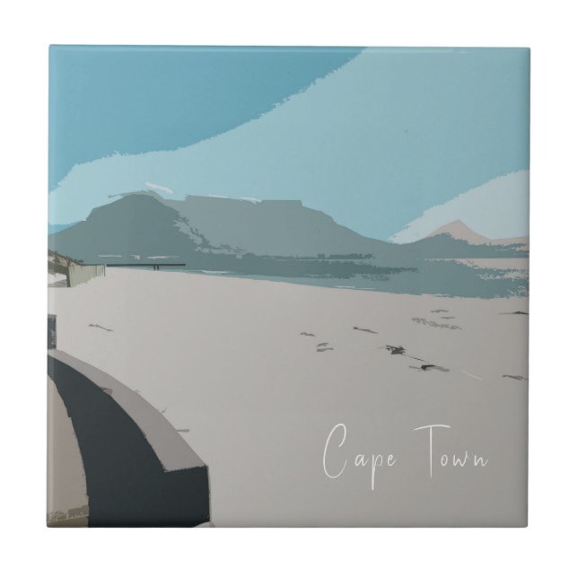 Cape Town Table Mountain Ocean Skiss Kakelplatta (Framsidan)