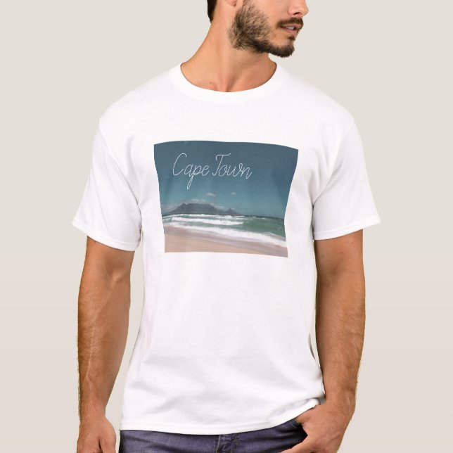 Cape Town Table Mountain Ocean T Shirt (Framsida)