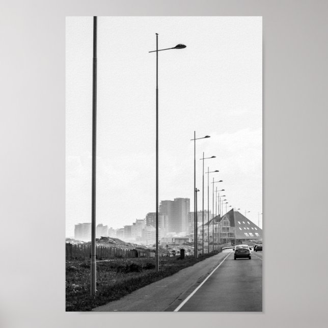 Cape Town ZA South Afrika Blouberg Area Monochrome Poster (Framsidan)