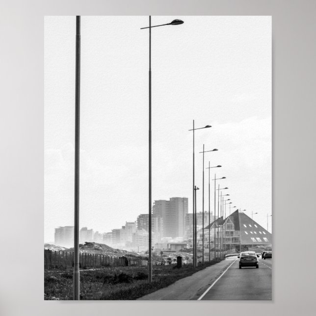Cape Town ZA South Afrika Blouberg Area Monochrome Poster (Framsidan)
