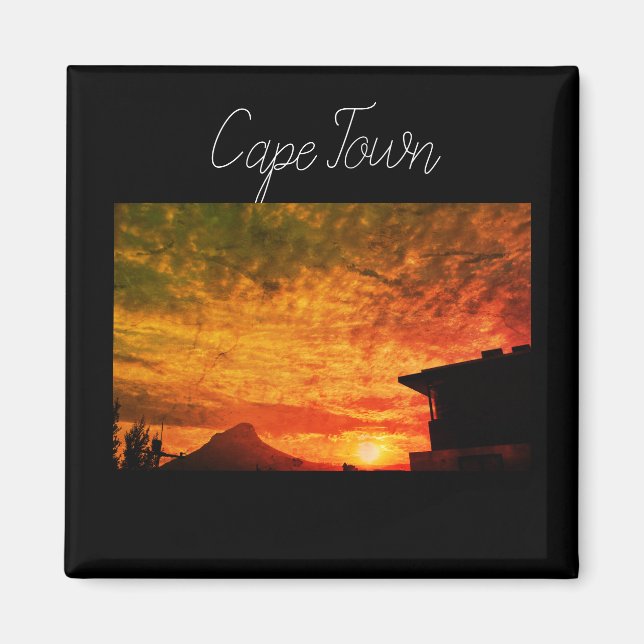 Cape Town ZA South Afrika Sunset Panorama Magnet (Framsidan)