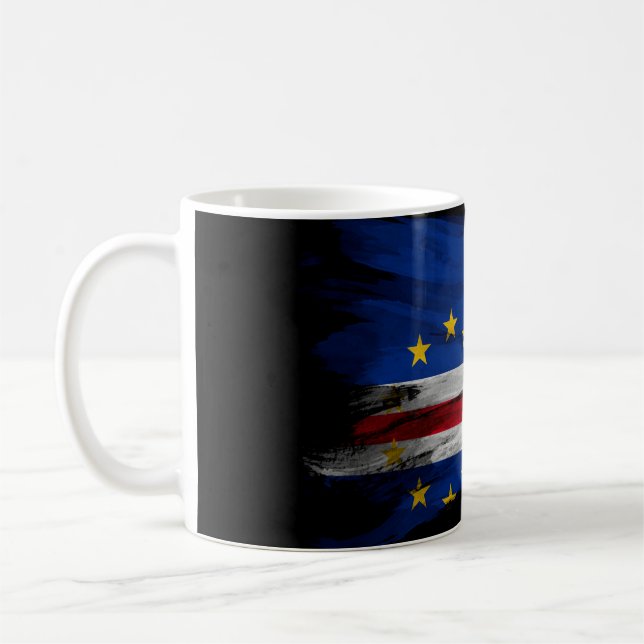 Cape Verde flag brush stroke, national flag Kaffemugg (Vänster)