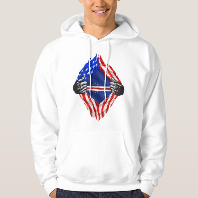 Cape Verdean American Strong T-Shirt Hoodie (Framsida)
