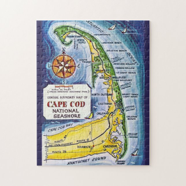 CapeCod Vintage 11x14 Map Pussel (Vertikal)