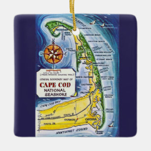 CapeCod Vintage Karta Julgransprydnad Keramik