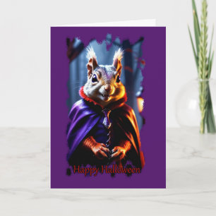 Caped Vampre Squirrel Halloween Card Kort