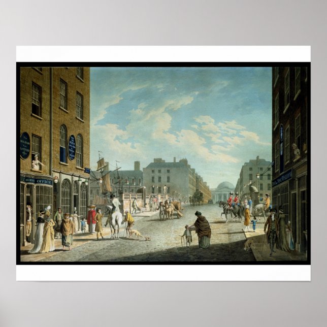 Capel Street with the Royal Exchange, Dublin, 1800 Poster (Framsidan)