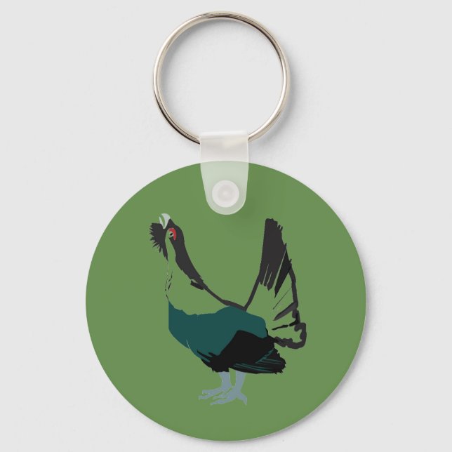 Capercaillie bird Art Basic Button Nyckelring (Framsida)