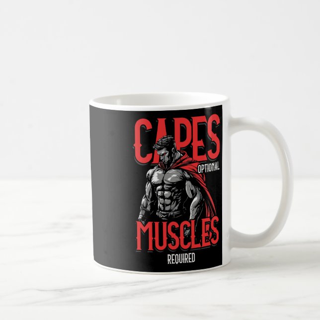 Capes Optional Muscles Required Funny Gym Meme 1  Kaffemugg (Höger)