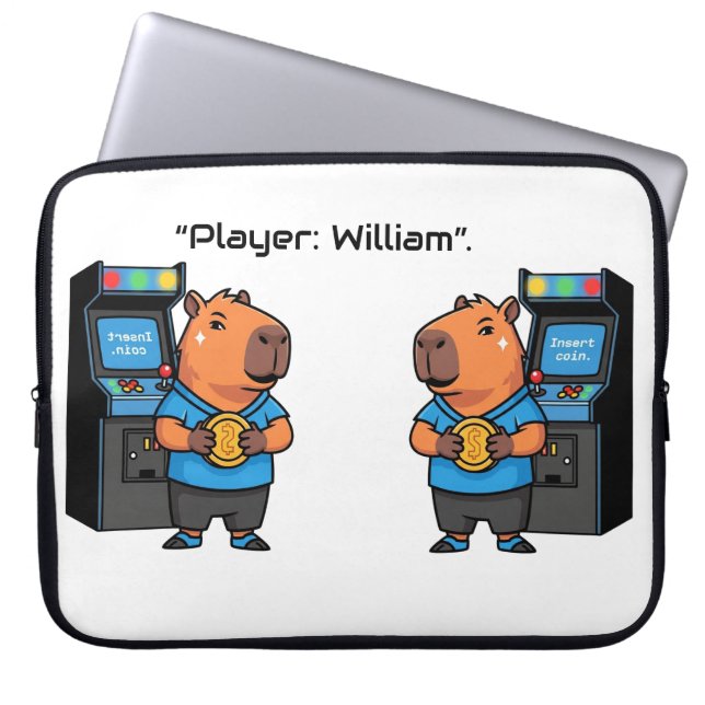 Capibara Arcade Retro Laptop Sleeve (Framsidan)