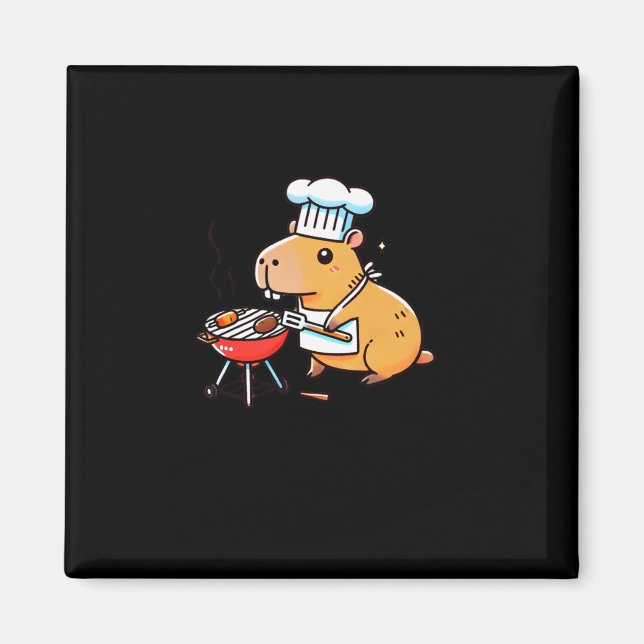 Capibara Chef Barbecue Sticker Magnet (Framsidan)