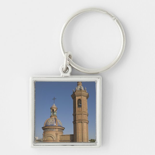 Capilla del Carmen, Sevilla, Spanien Fyrkantig Silverfärgad Nyckelring (Framsidan)